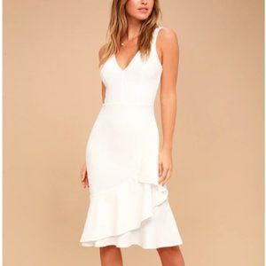 Lulu's White/Ivory Ruffle Front Dress